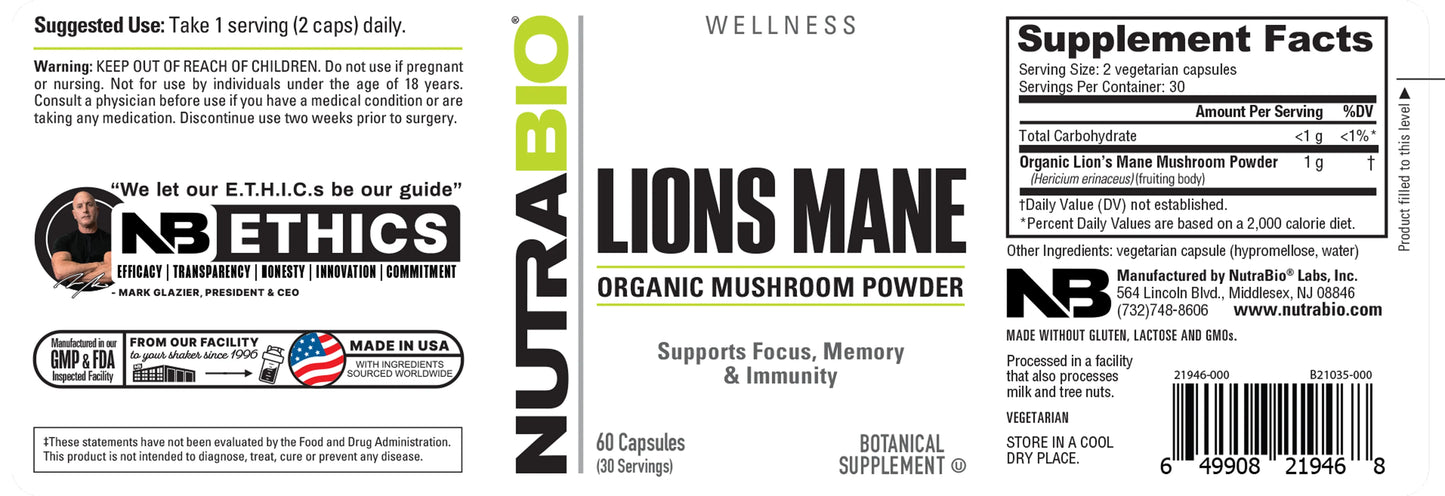 NUTRA BIO LIONS MANE